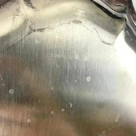 VTG Chippendale Silver Plated Trinket Dish 11" X 9" Scalloped Edges Platter - Picture 4 of 12